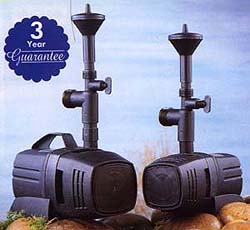 Otter pond pumps available in various sizes with a 3 year Guarantee